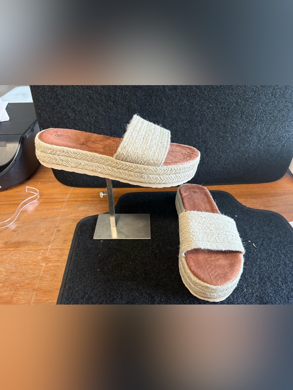 🤎 Neutral Espadrille Platform Slide Sandals Size 8.5-9 NWOT 🤎